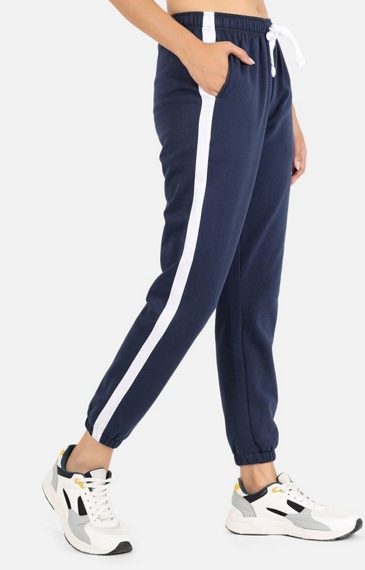 Women's Navy Solid Casual Joggers