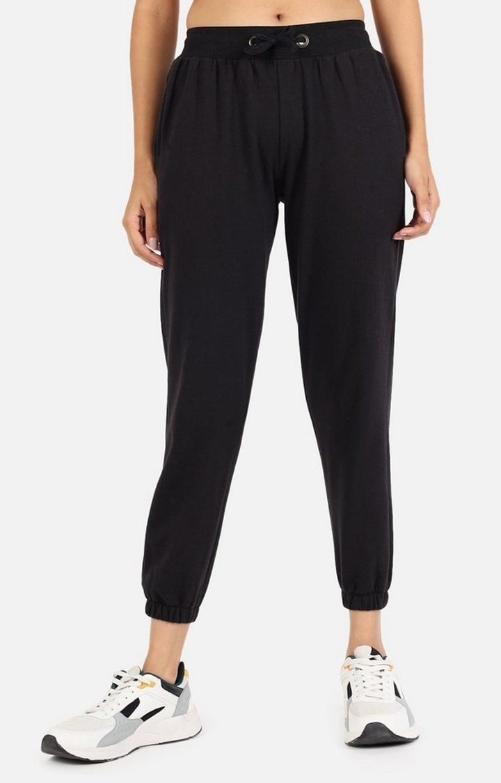 GRIFFEL | Women's Black Solid Casual Joggers