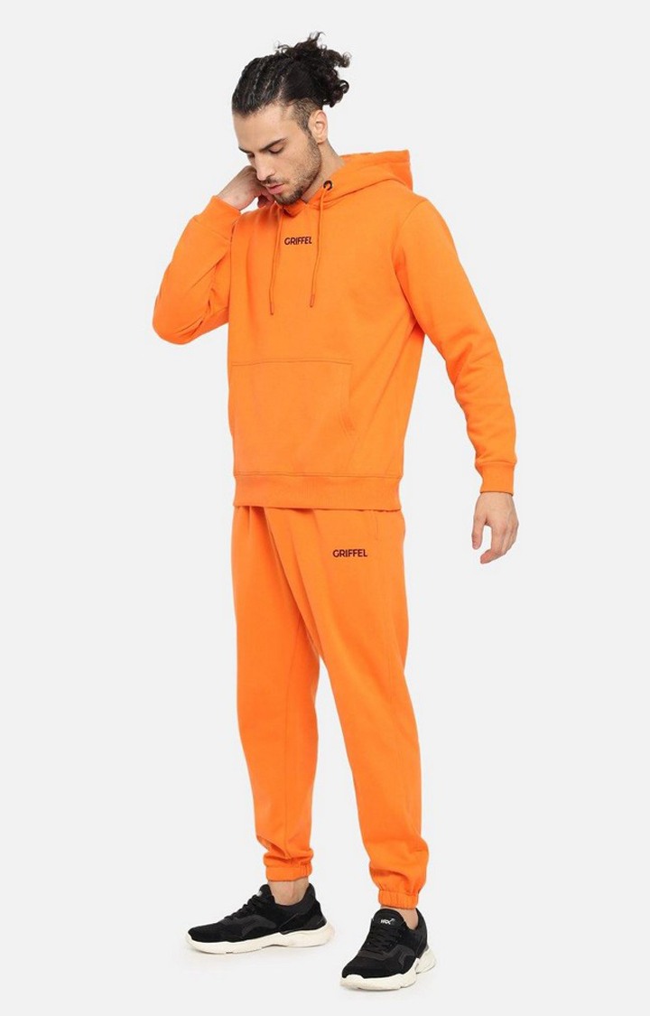 Men's Orange Solid Tracksuits