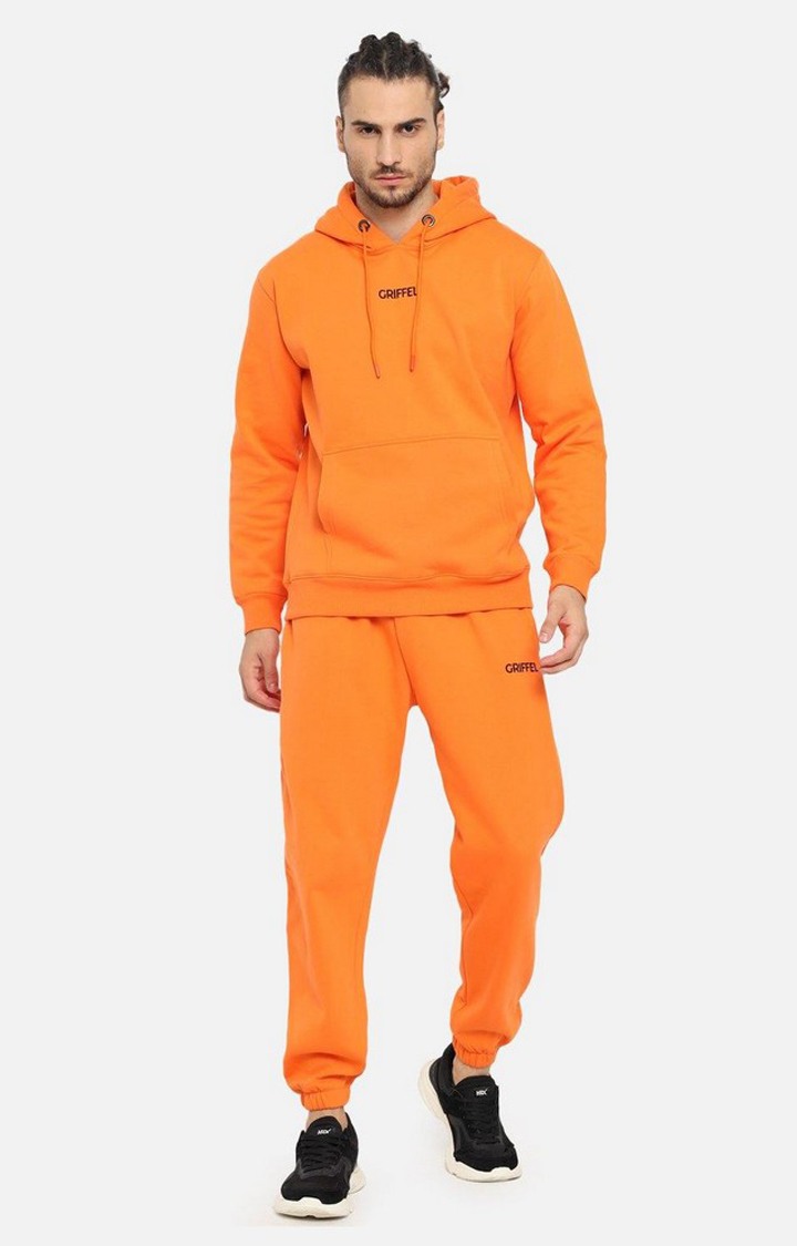 Men's Orange Solid Tracksuits
