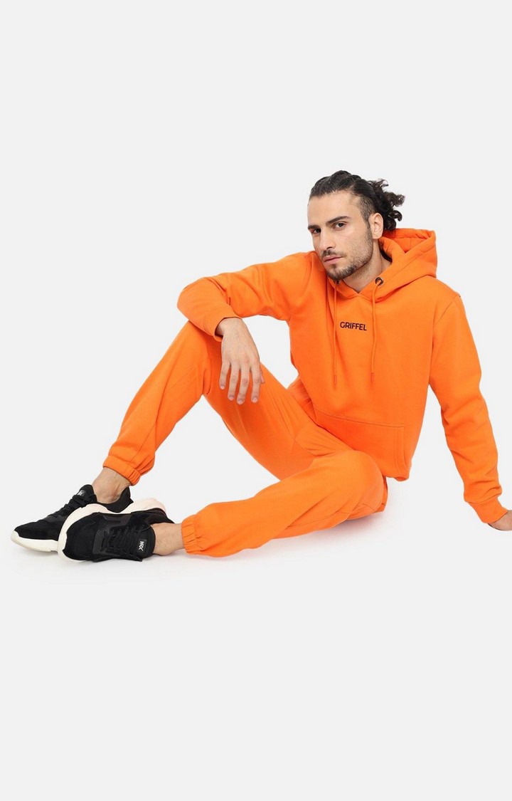 Men's Orange Solid Tracksuits