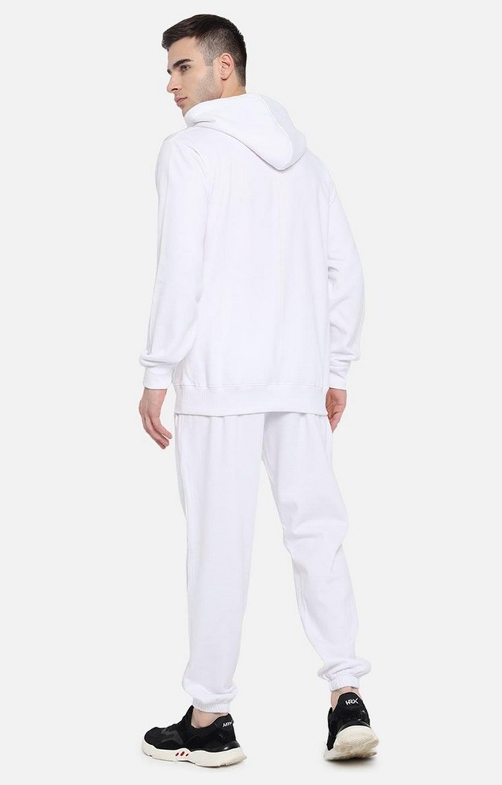 Men's White Solid Tracksuits
