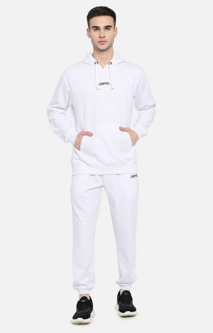 Men's White Solid Tracksuits