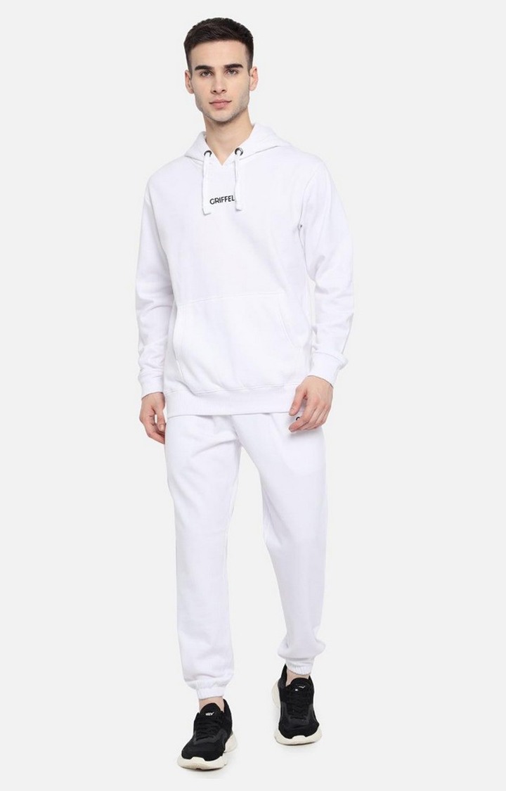 Men's White Solid Tracksuits