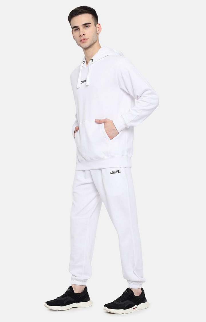 Men's White Solid Tracksuits