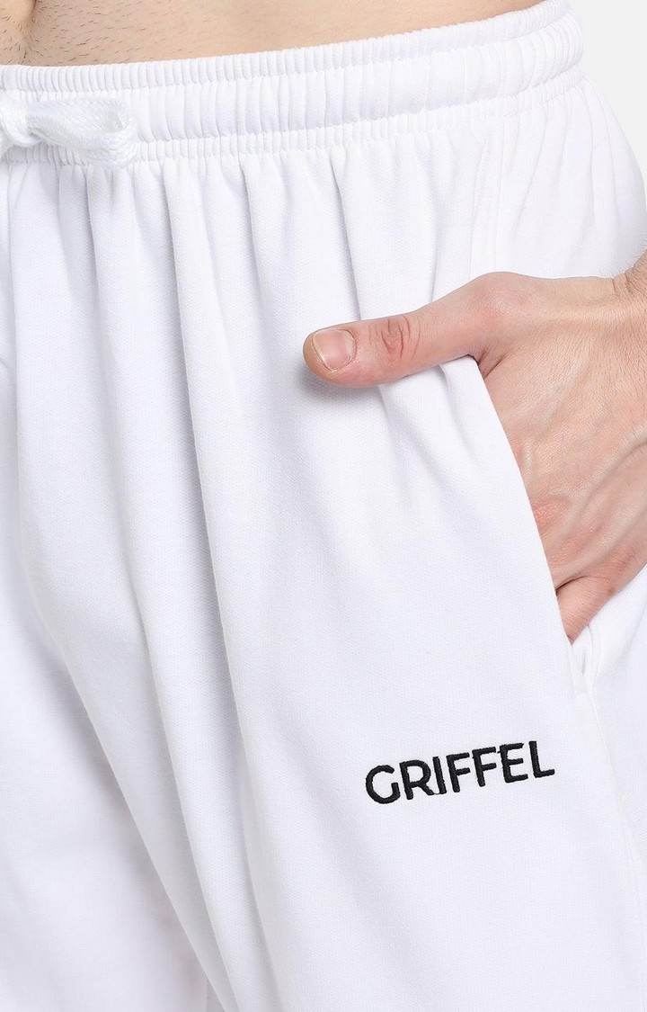 Men's White Solid Tracksuits