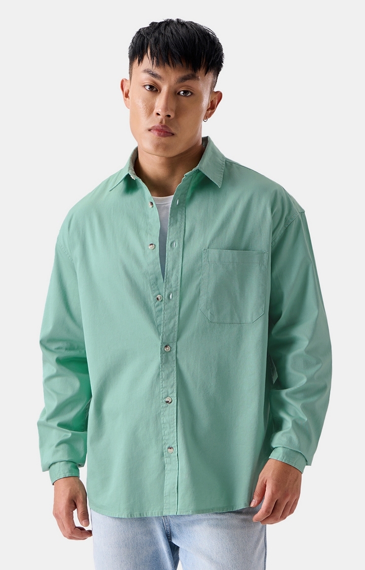 The Souled Store | Men's Solids Blue Mist Shirts