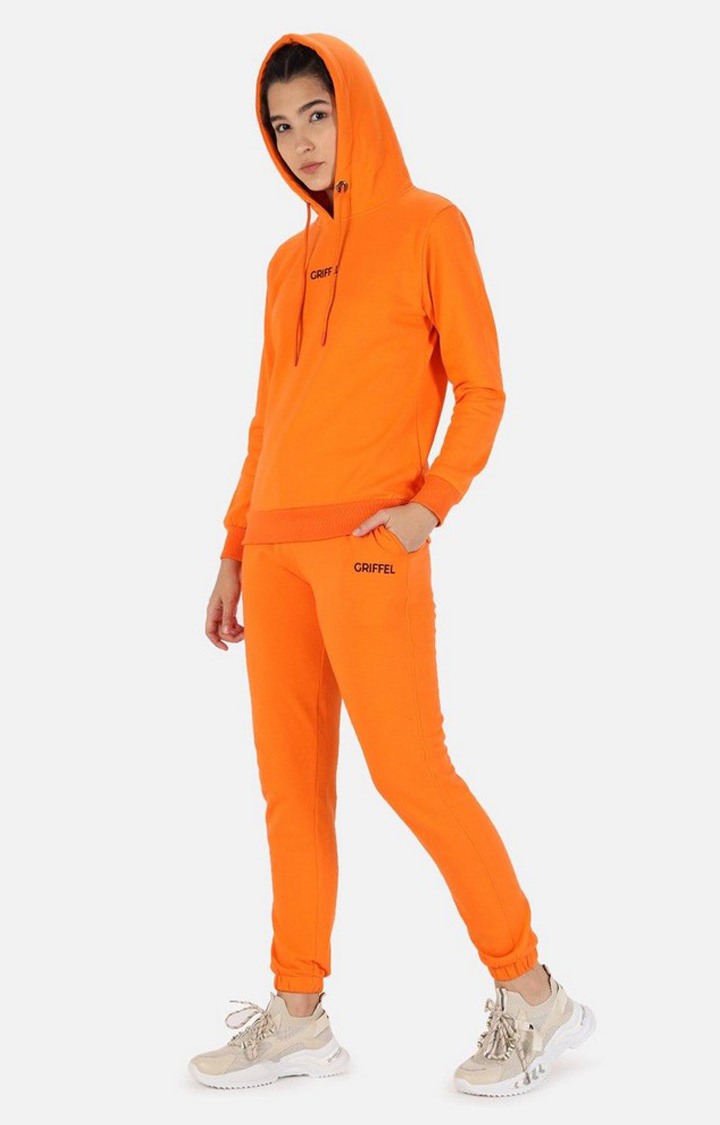 Women's Orange Solid Tracksuits