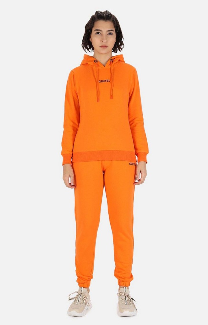 Women's Orange Solid Tracksuits