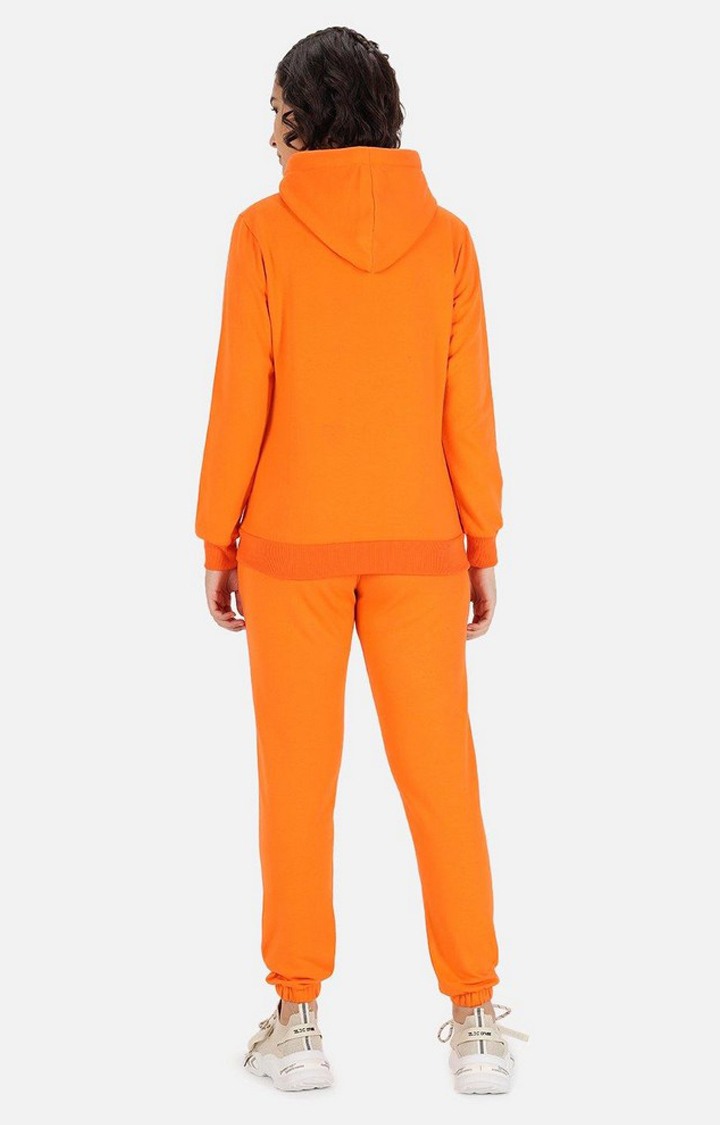 Women's Orange Solid Tracksuits