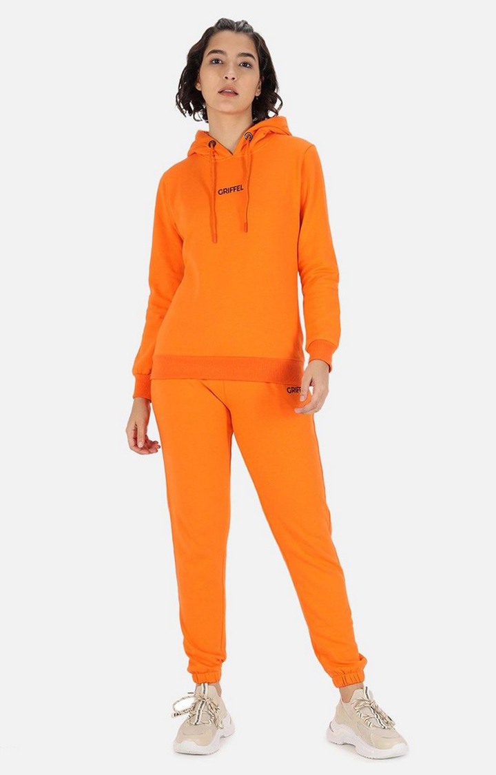 Women's Orange Solid Tracksuits