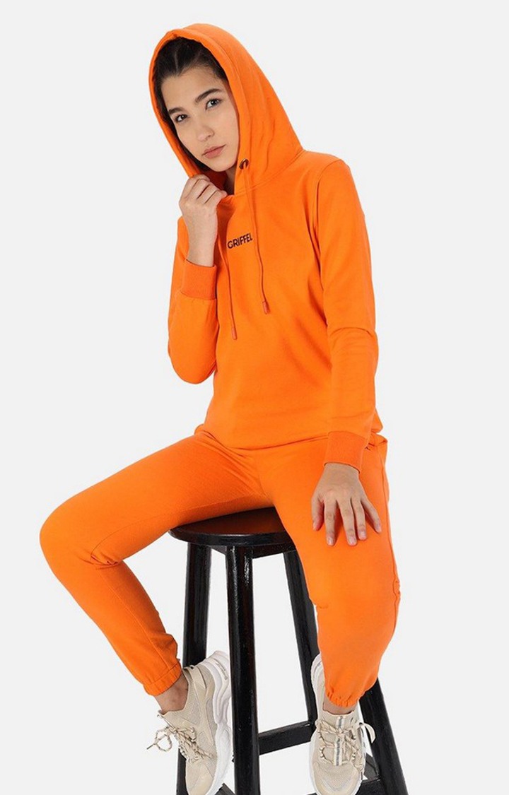 Women's Orange Solid Tracksuits