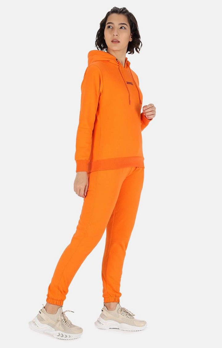 Women's Orange Solid Tracksuits