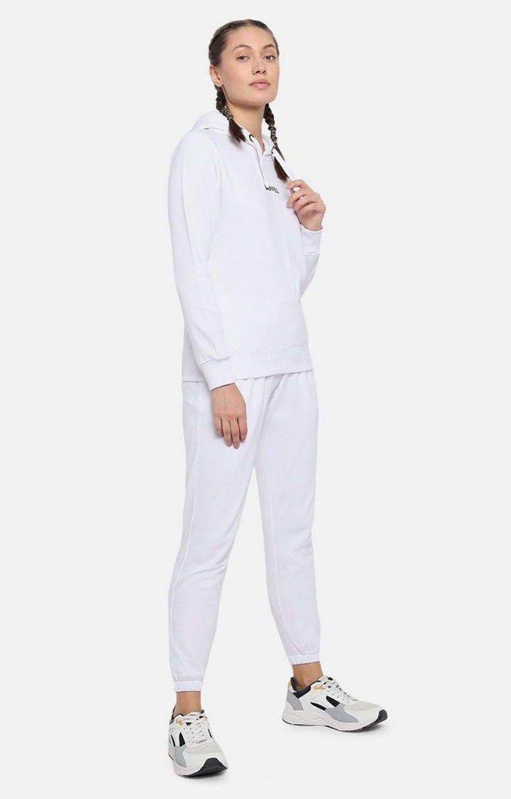Women's White Solid Tracksuits