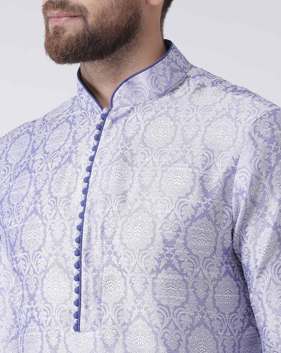 Chitwan Mohan Men Dupion Printed Kurtha Set