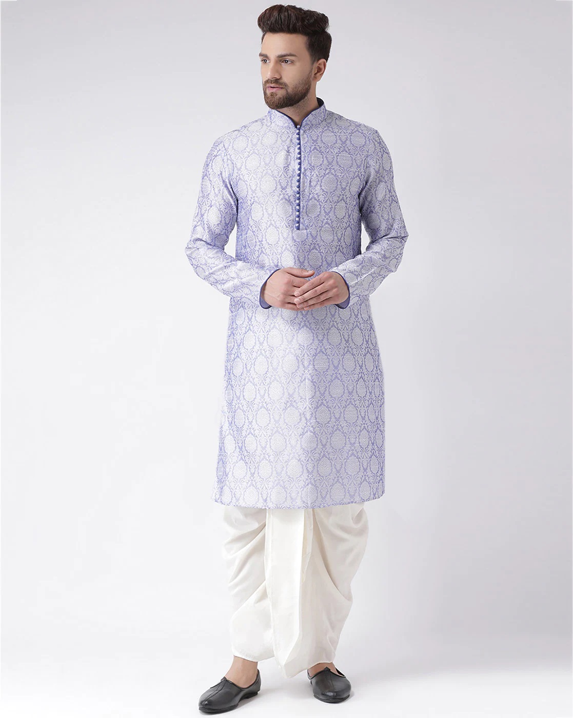 Chitwan Mohan Men Dupion Printed Kurtha Set
