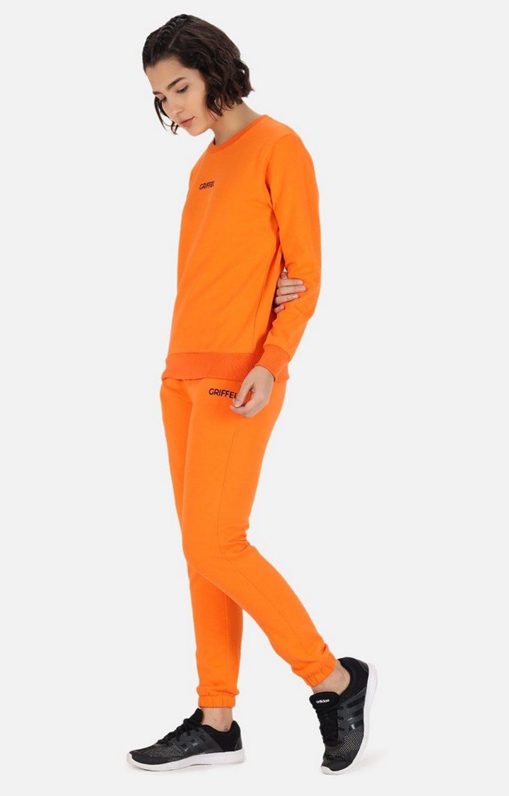 Women's Orange Solid Tracksuits