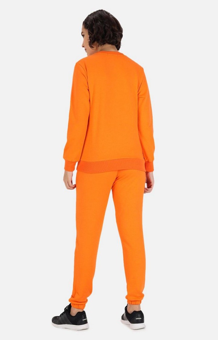 Women's Orange Solid Tracksuits