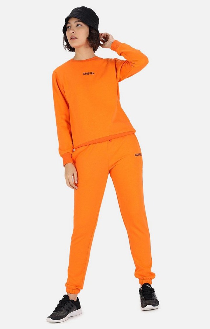 Women Solid Fleece Basic R Neck Sweatshirt and Joggers Full set