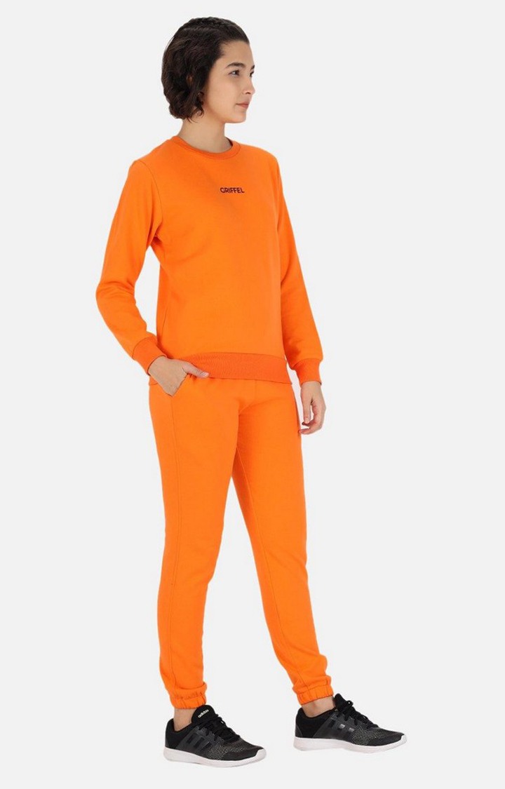 Women's Orange Solid Tracksuits