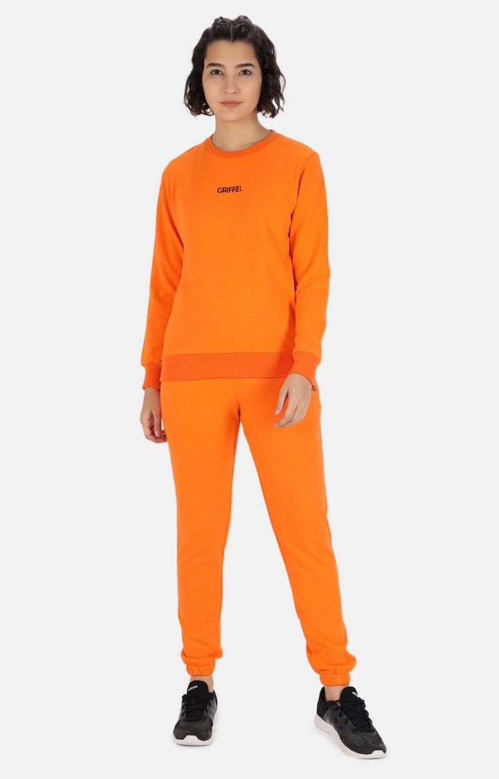 Women's Orange Solid Tracksuits