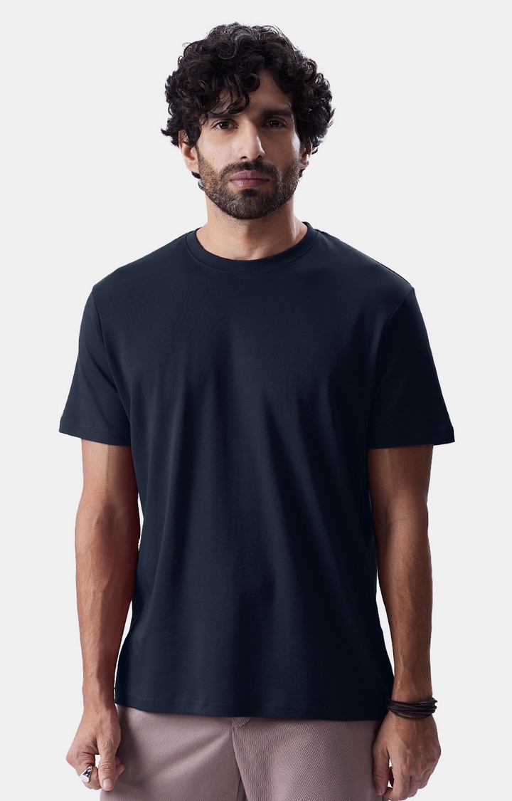 The Souled Store | Men's Supima Navy Blue Regular T-Shirt