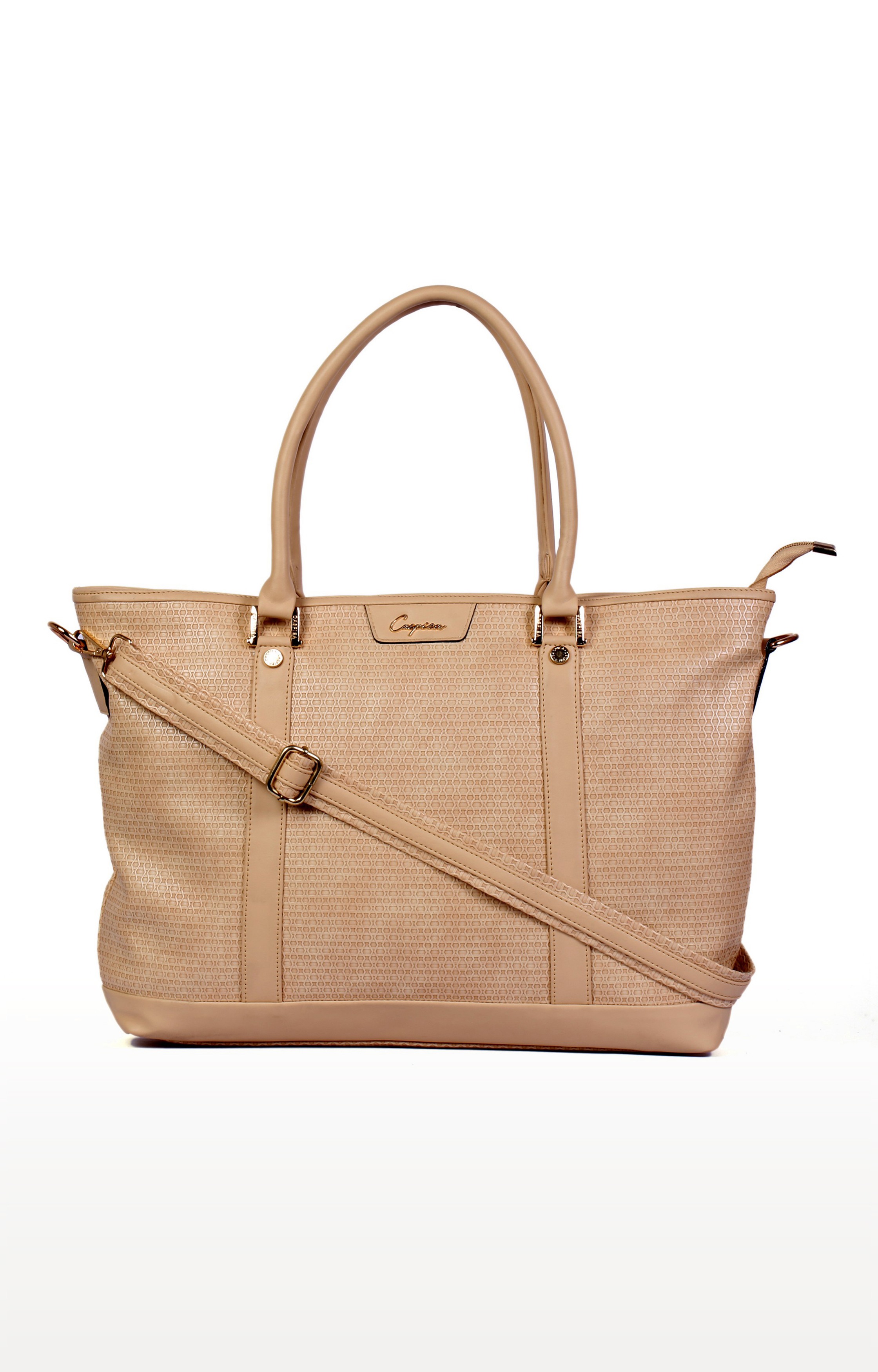 Lely's Light Brown Formal Leather Women's Office Bag With Double Handles