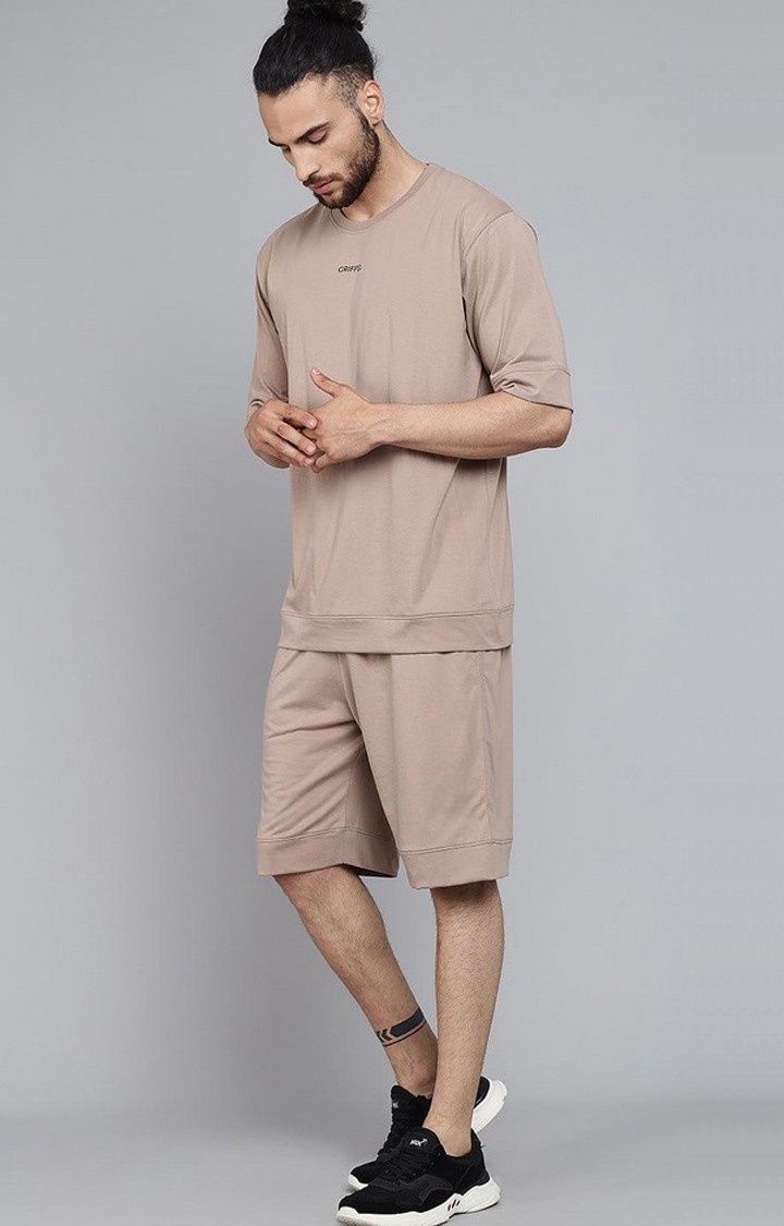 Men's Brown Solid Co-ords