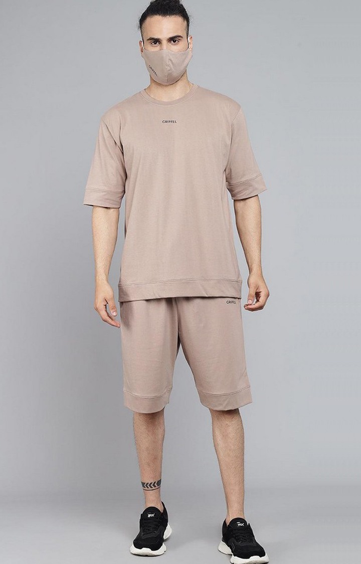 Men's Brown Solid Co-ords