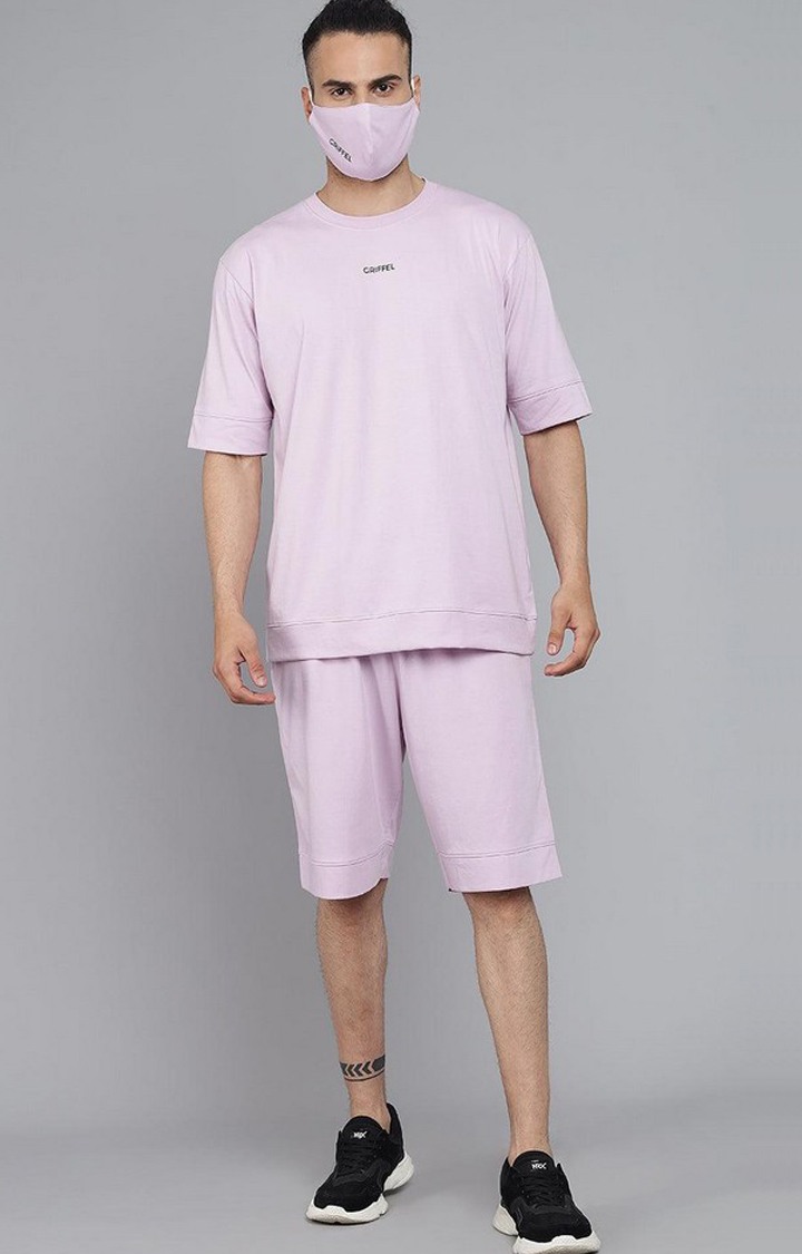 Men's Light Purple Solid Co-ords