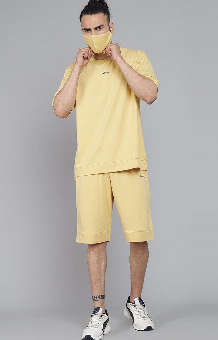 Men's Yellow Solid Co-ords