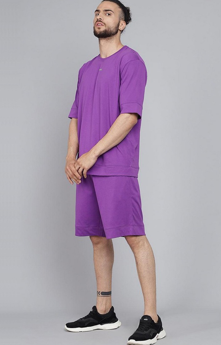 Men's Purple Solid Co-ords