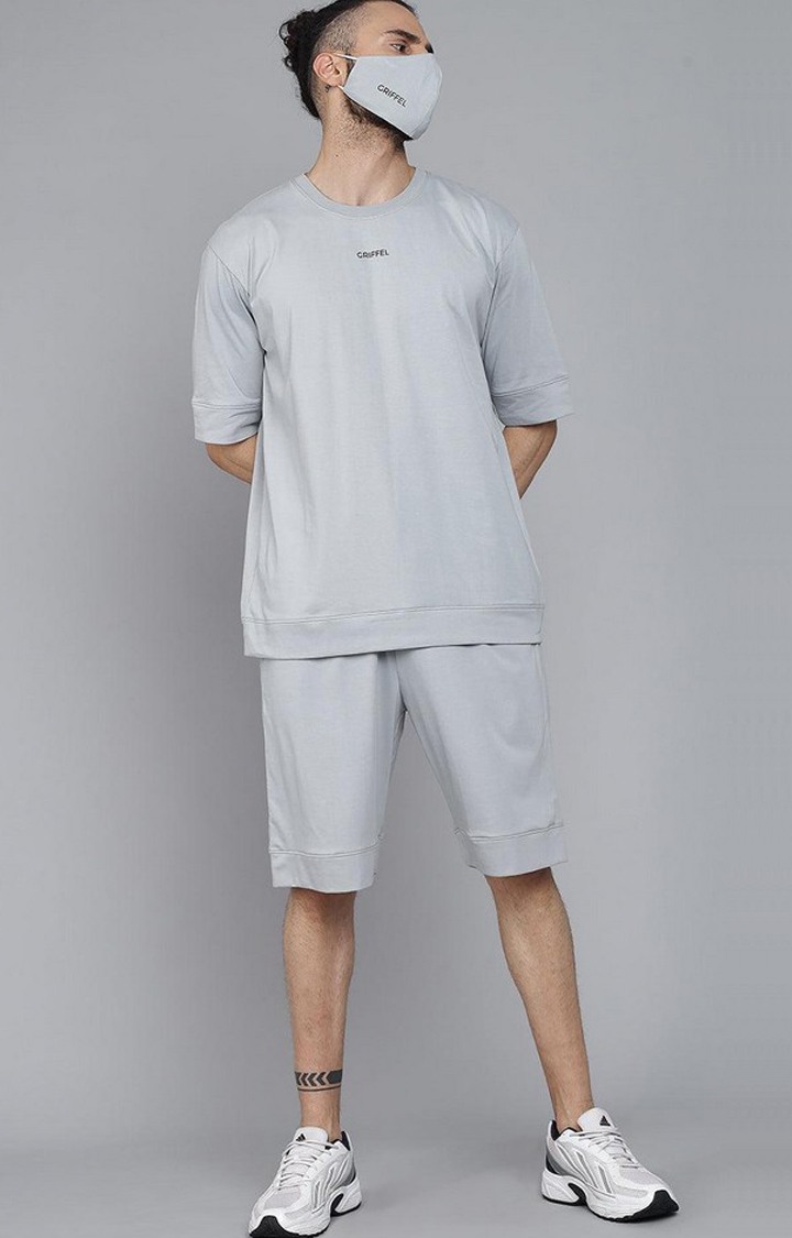 Men's Steel Grey Solid Co-ords