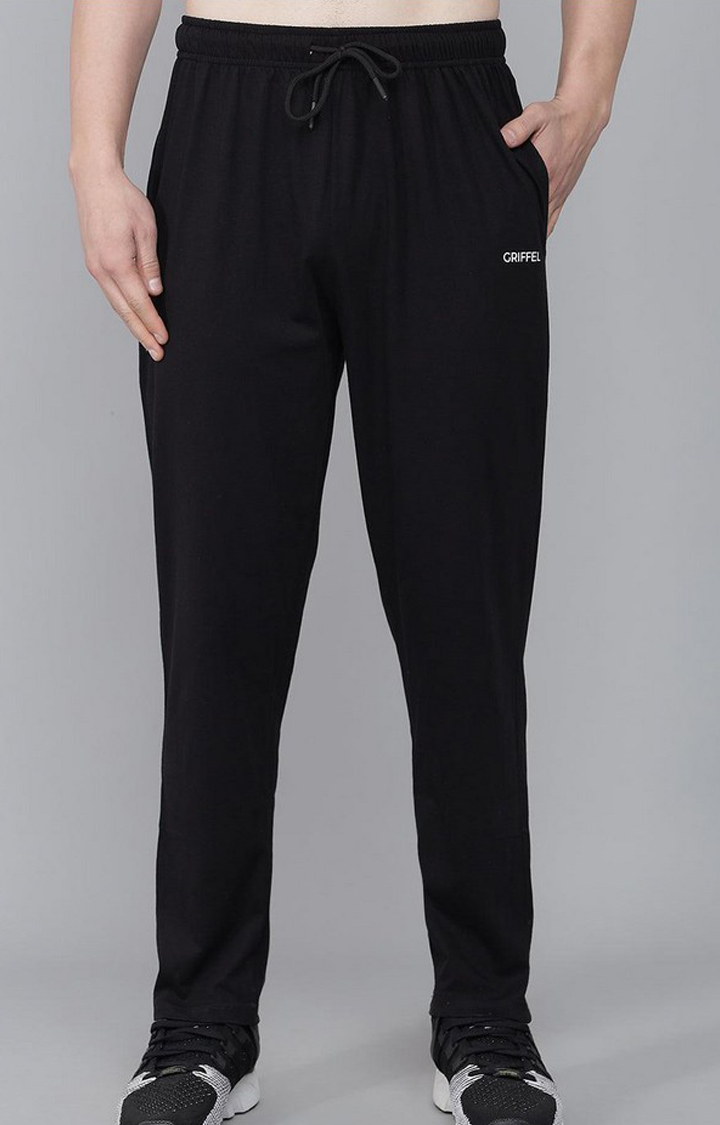 Men's Black Solid Tracksuits