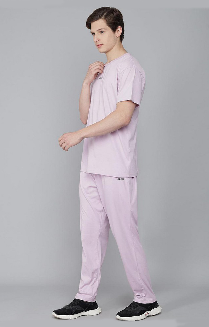 Men's Light Purple Solid Tracksuits