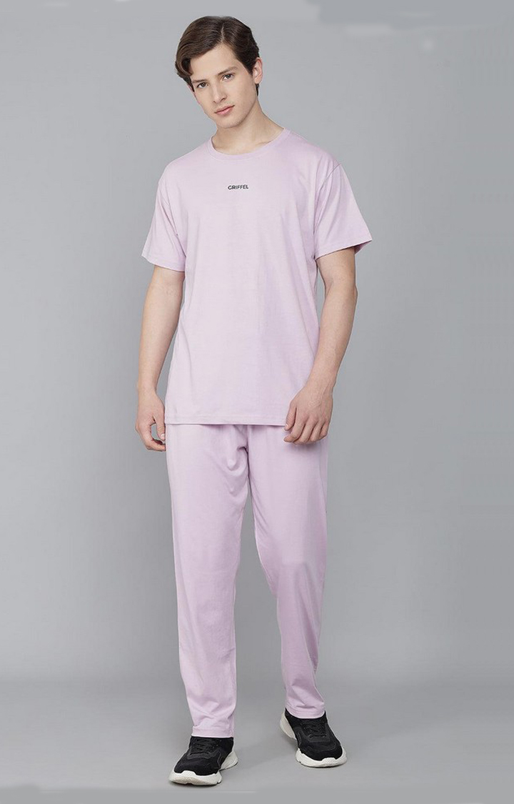 Men's Light Purple Solid Tracksuits