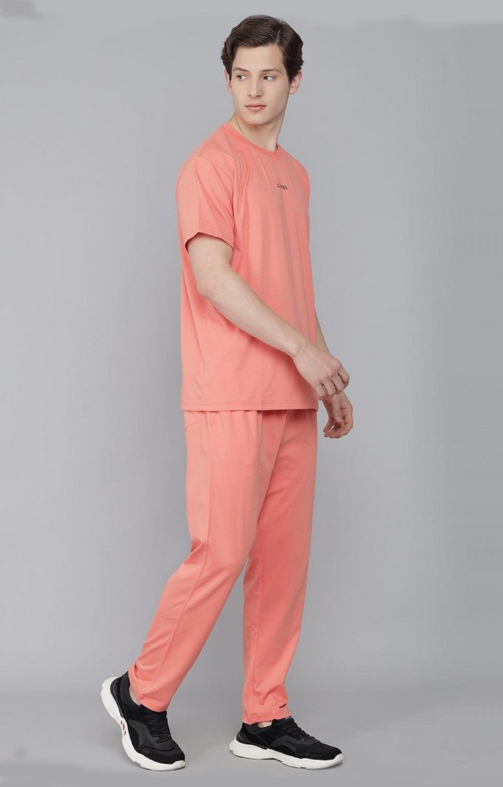 Men's Peach Solid Tracksuits
