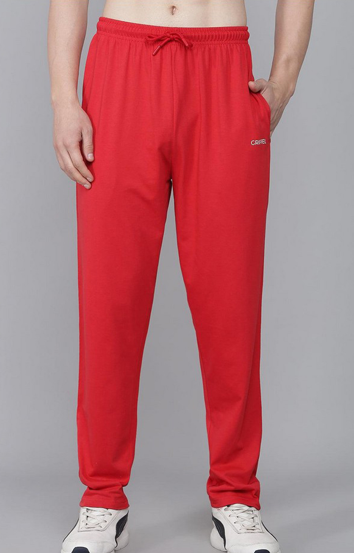 Men's Red Solid Tracksuits