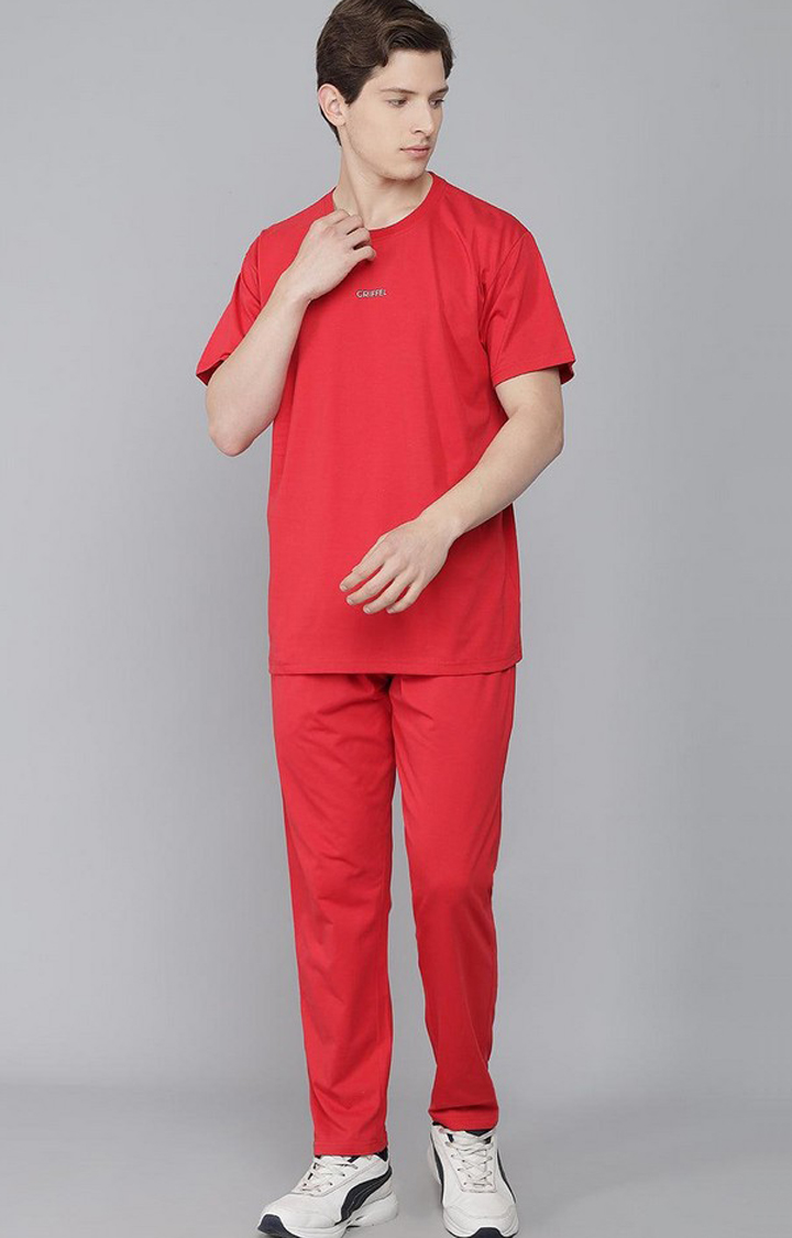 Men's Red Solid Tracksuits
