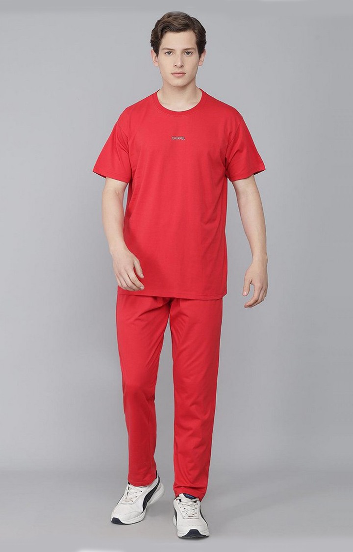 Men's Red Solid Tracksuits