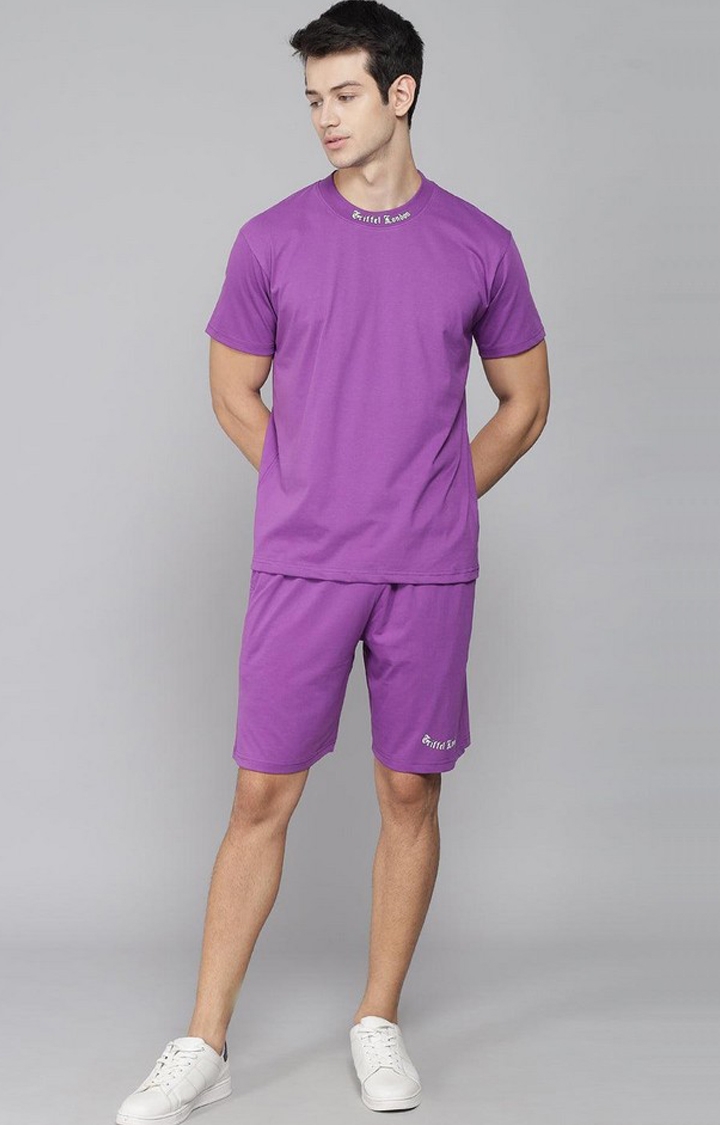 Men's Purple Solid Co-ords