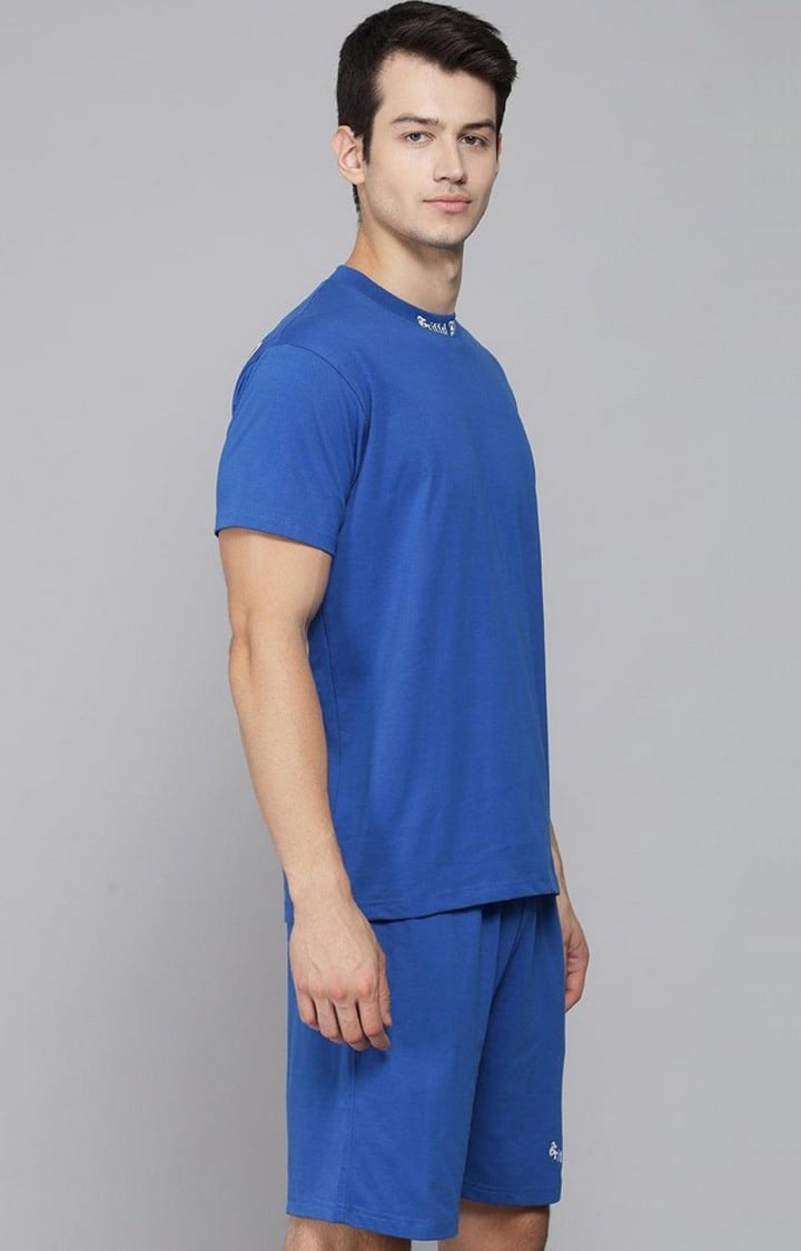 Men's Royal Blue Solid Co-ords