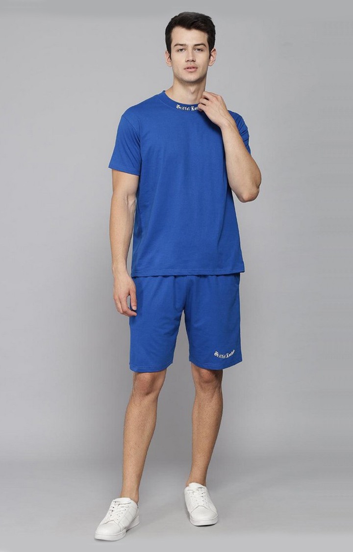 Men's Royal Blue Solid Co-ords
