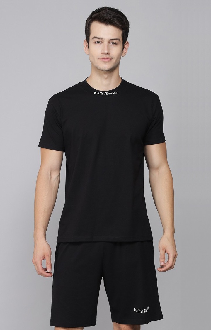 Men's Black Solid Co-ords