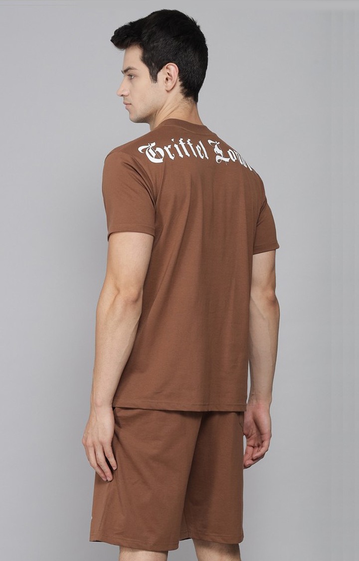 Men's Brown Printed Co-ords