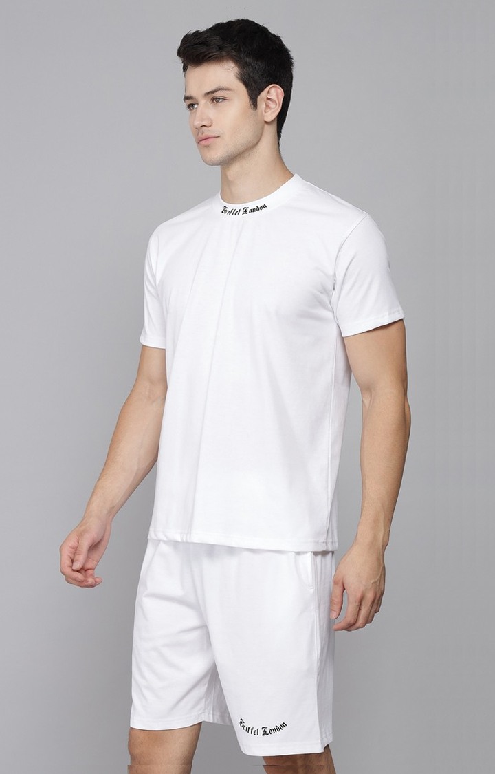 Men's White Solid Co-ords