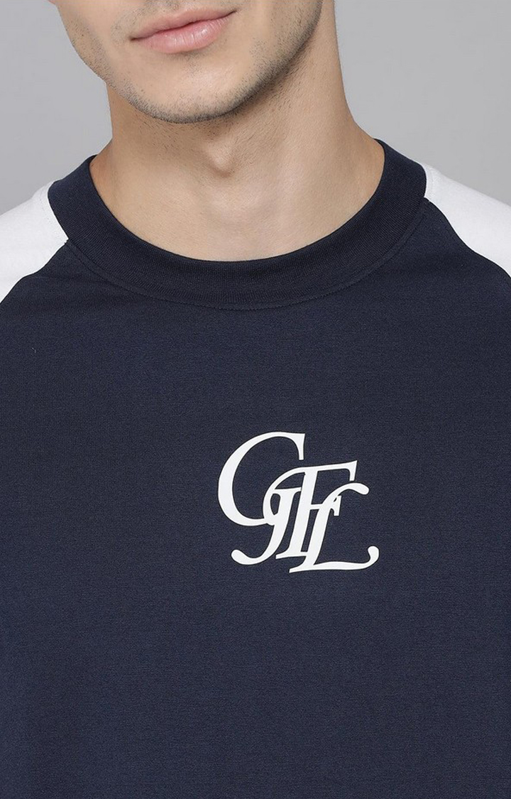 Men's Navy Blue Colourblock Co-ords