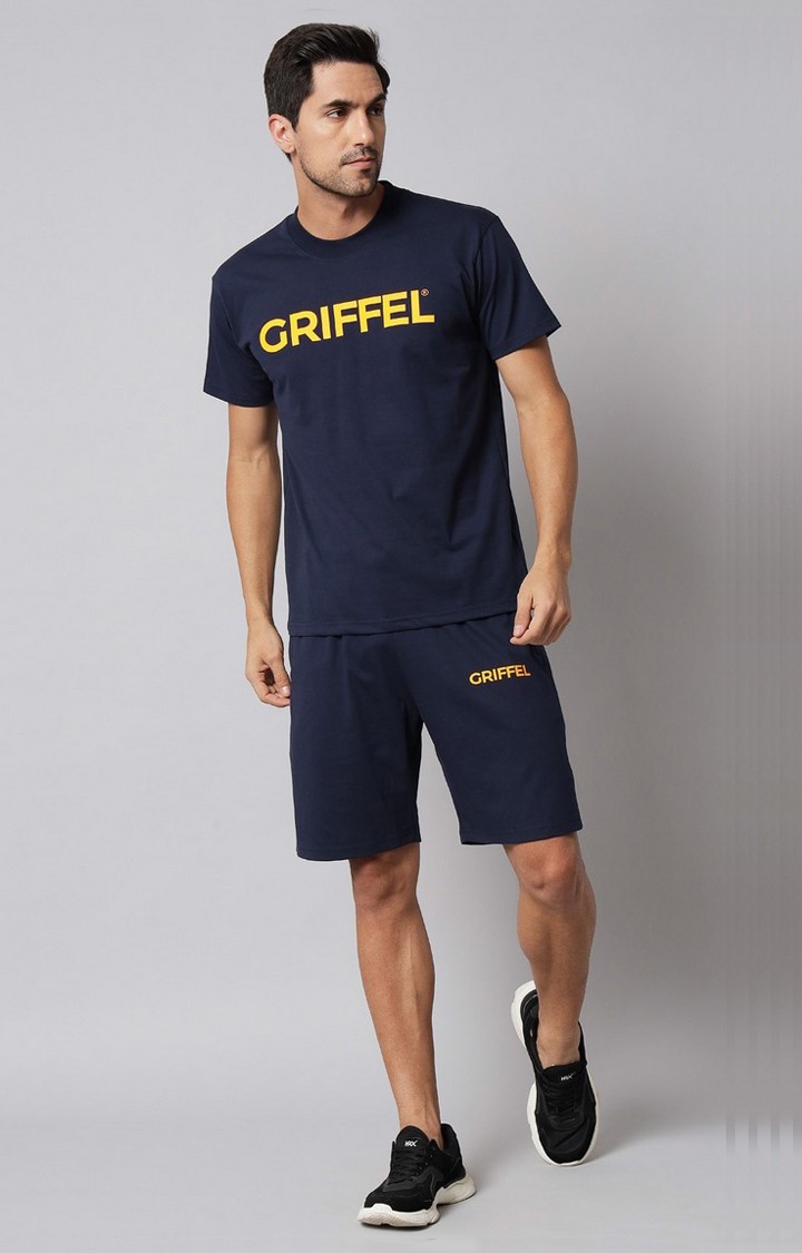 Men's Blue Printed Co-ords