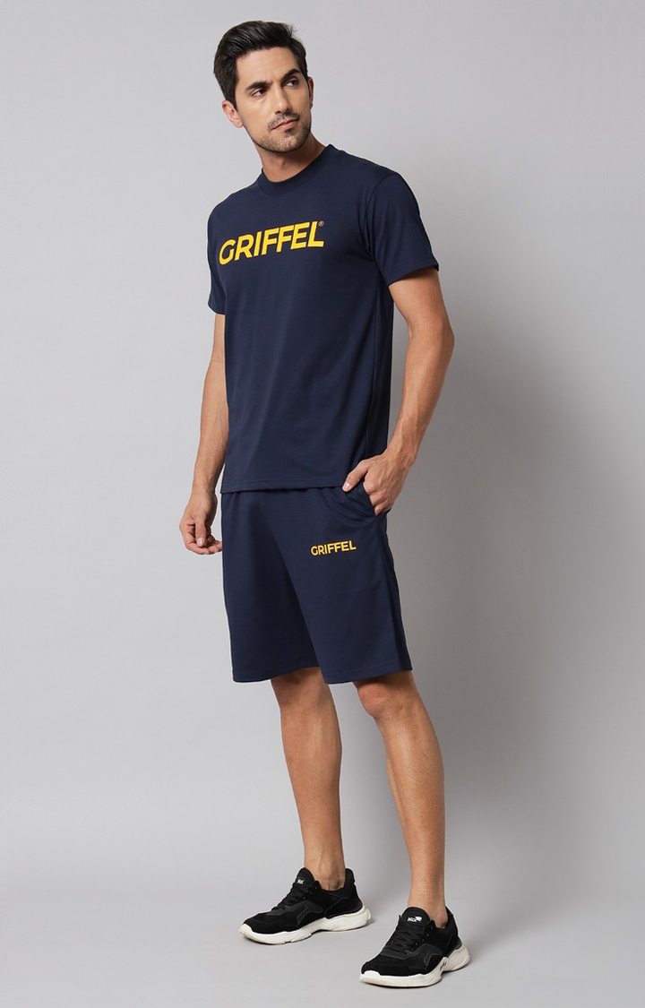 Men's Blue Printed Co-ords