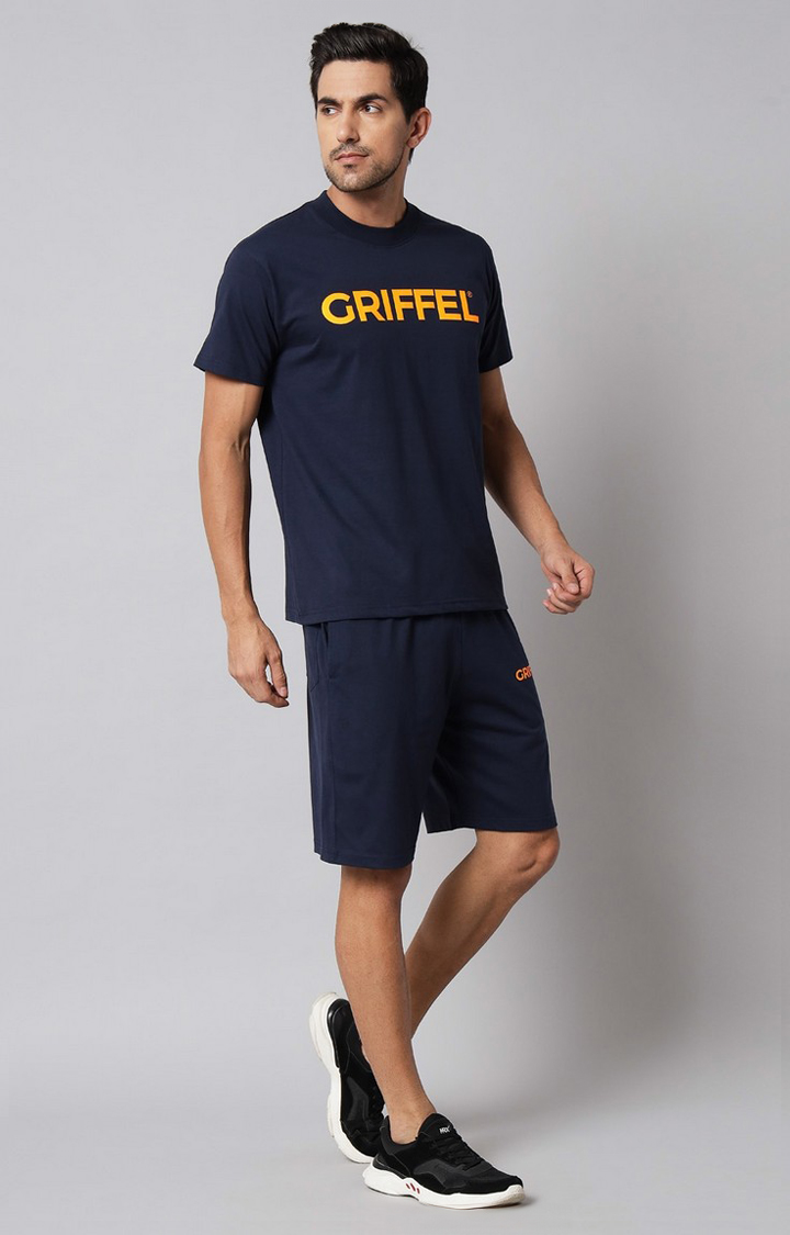 Men's Blue Printed Co-ords